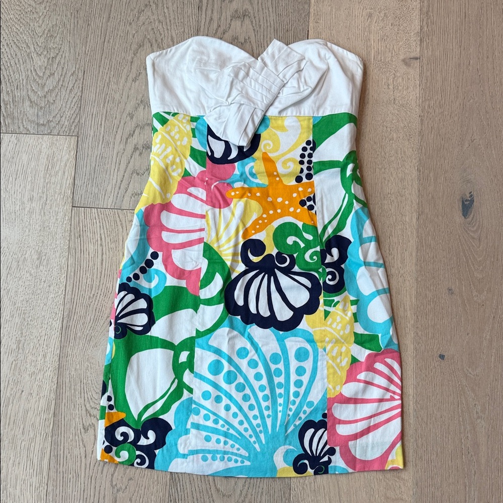 Lilly Pulitzer Strapless Dress – Built-In Corset & Bow Front Detail, Size 4, EUC